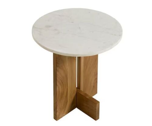 MODWAY Tarin 18 in. Marble Top Side Table in Natural