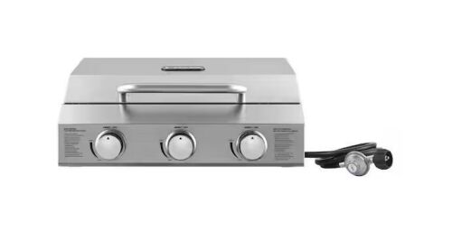 NXR 3 Burner Portable Tabletop Propane Gas Grill in Stainless Steel
