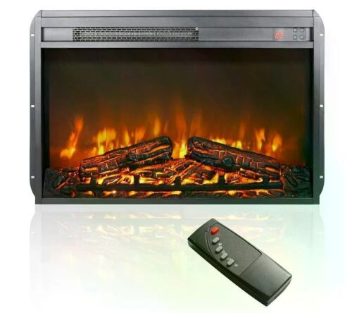23" Remote Control Electric Fireplace Insert with Ultra-Thin Heater, Log Set, Timer and Overheating Protection