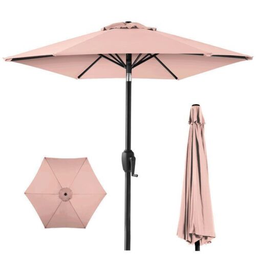 Outdoor Steel Market Patio Umbrella Decoration w/ Tilt, Crank Lift - 10ft
