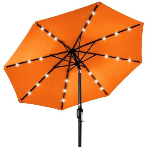 Solar LED Lighted Patio Umbrella w/ Tilt Adjustment, UV-Resistant - 10ft