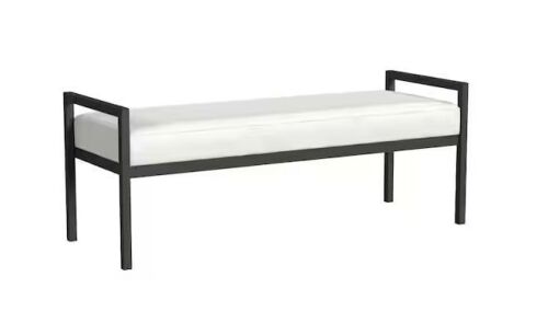 Homepop Modern Cream Boucle 49.5 in. Bedroom Bench Backless with Metal Base