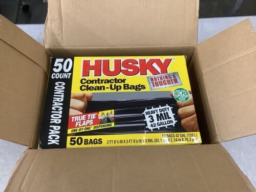 Husky 42 Gal. Heavy-Duty Contractor Clean-Up Bags with 20% PCR (50-Count)