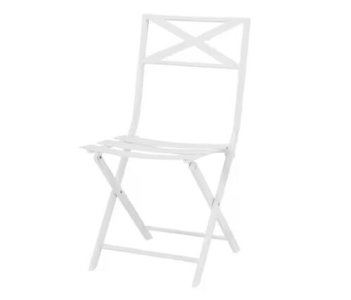StyleWell Metal Slat Folding Outdoor Dining Chair in White