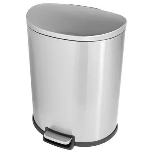 StyleWell 13 gal. Stainless Steel Step-On Trash Can D-Shaped