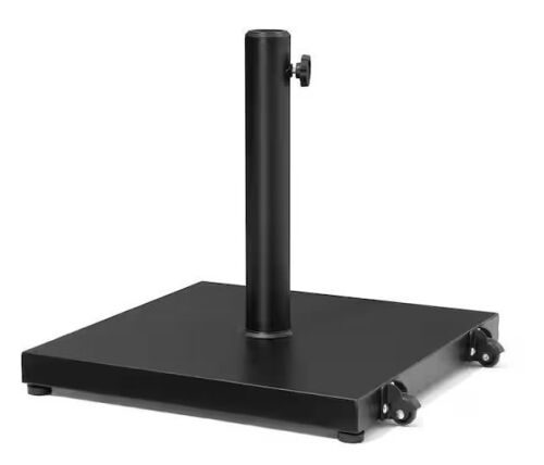 45 lbs. Outdoor Weighted Cement Concrete Patio Umbrella Base with Wheels in Black