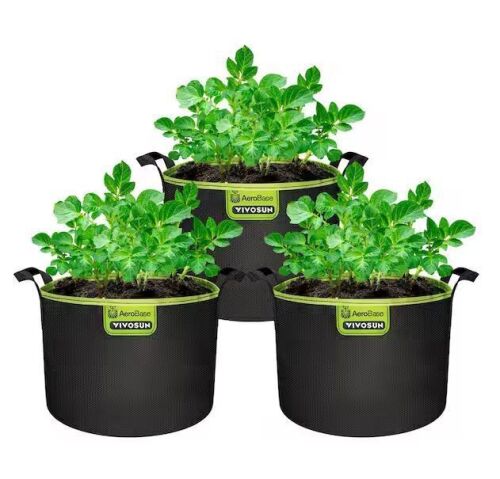 VIVOSUN 5-Gallon Durable Mesh Fabric AeroBase Grow Bag with Breathable Base and Handles (3-Pack)