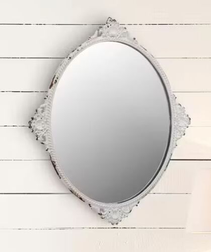 Stonebriar Collection Small Oval White Victorian Mirror (11.654 in. H x 10.039 in. W)