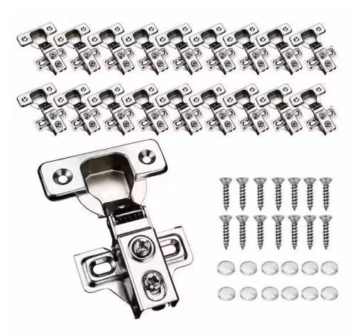 20 Pack Stainless Soft Close Cabinet Door Hinges for 1/2 in. Partial Overlay, 105° Opening Angle with Mounting Screws