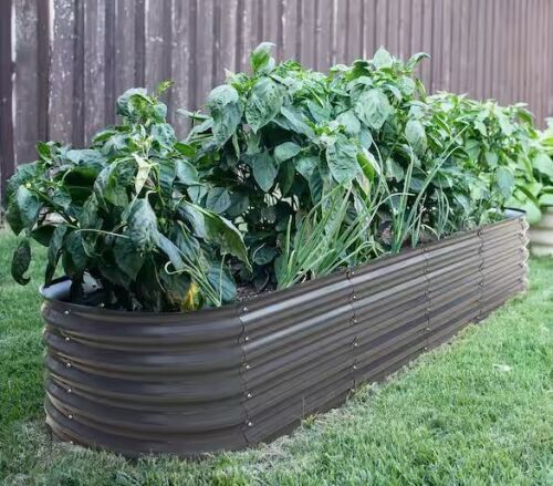 VEIKOUS 96 in. Dark Gray Galvanized Steel Raised Garden Bed with Hardware (96 in. L x 24 in. W x 17 in. H)