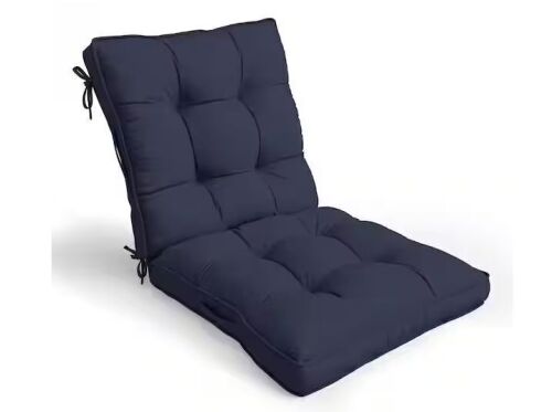38 x 20 x 5 in. Outdoor Tufted Dining and Rocking Chair Cushion, Waterproof Replacement Seat with Backrest, Navy Blue