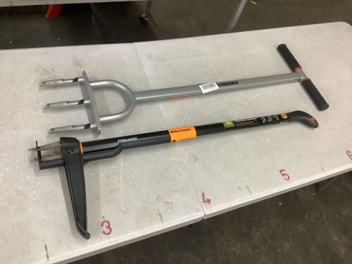 Husky 41 in. Manual Lawn Aerator & Fiskars Stand Up Weeder