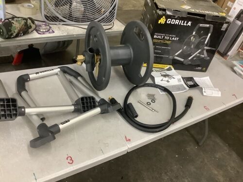 Gorilla 150 ft. Aluminum Zero Rust Hose Reel - Missing 1 Lock Nut & Needs Fastener for Leg Frame