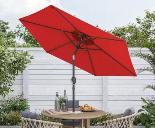 7.5 ft. Patio Market Crank and Tilt Umbrella, Chili Red