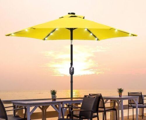 7.5 ft. Patio LED Market Crank and Tilt Umbrella, Yellow