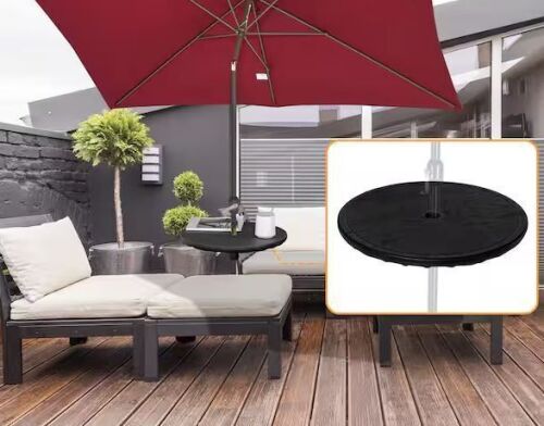 Outsunny 20 in. Black Round Plastic Umbrella Table Tray