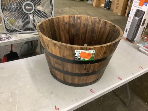 Vigoro Jackson 26 in. Dia. x 16.5 in. H 87.6 qts. Extra Large Dark Brown Round Drainage Hole Fir Planter