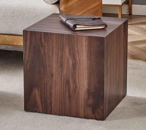 Polibi 16 in. Walnut Square MDF Coffee Table with Wood Grain Texture Finish