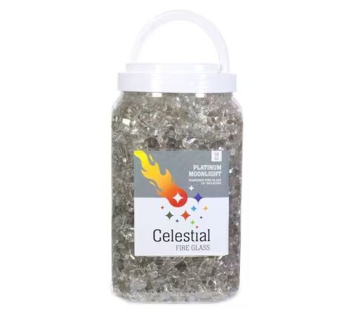 Celestial Fire Glass 1/4 in. 10 lbs. Platinum Moonlight Reflective Tempered Fire Glass