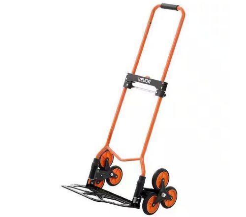 VEVOR Portable Folding Trolley Cart with Telescoping Handle, 260 lbs. Stair-Climbing Capacity