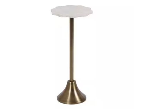 Kate and Laurel Sanzo 10 in. Gold Scalloped Marble End Table - Scratch on Base