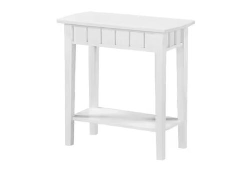 Convenience Concepts Dennis 12 in. White Standard Rectangle Wood End Table with Shelf