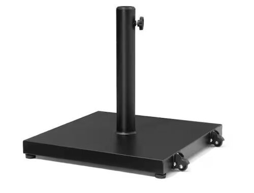 45 lbs. Outdoor Weighted Cement Concrete Patio Umbrella Base with Wheels in Black