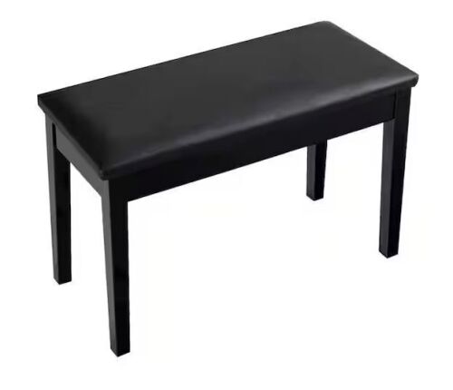 Black PU Leather Piano Bench Solid Wood Padded Double Duet Keyboard Seat w/Storage Box (19.5 in. x 29.5 in. x 14 in.)
