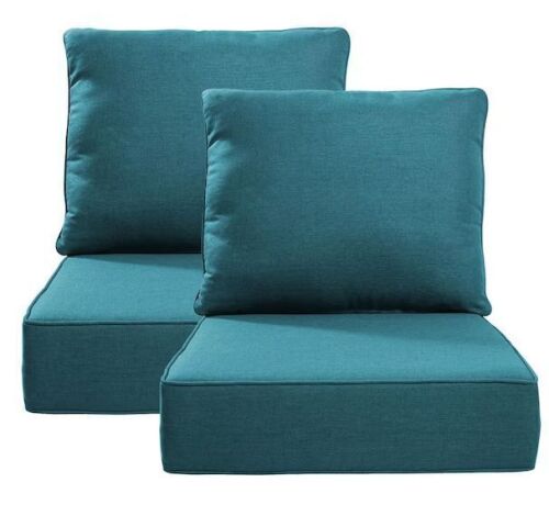 24 in. x 24 in. x 6 in. 4-Piece Repacement Deep Seating Olefin Outdoor Lounge Chair Cushion in Peacock Blue