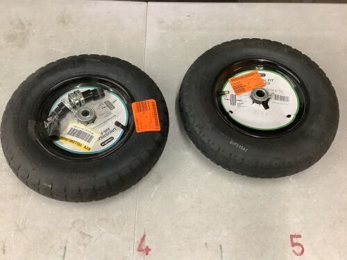 Lot of (2) Marathon 14.5 in. Pneumatic Universal Wheelbarrow Wheels