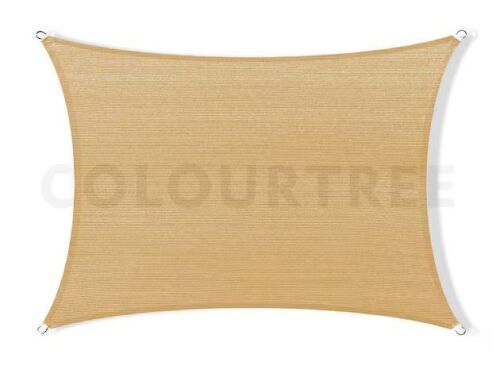 COLOURTREE 8 ft. x 14 ft. 190 GSM Sand Beige Rectangle Sun Shade Sail Screen Canopy, Outdoor Patio and Pergola Cover