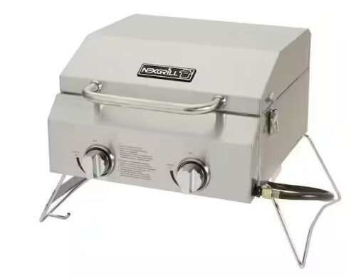Nexgrill 2-Burner Portable Propane Gas Table Top Grill in Stainless Steel