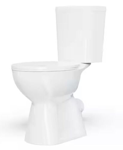 Simple Project 19 in. Rear Discharge Toilet 2-Piece 1.0/1.6 GPF Dual Flush Round Toilet in White, Seat Included