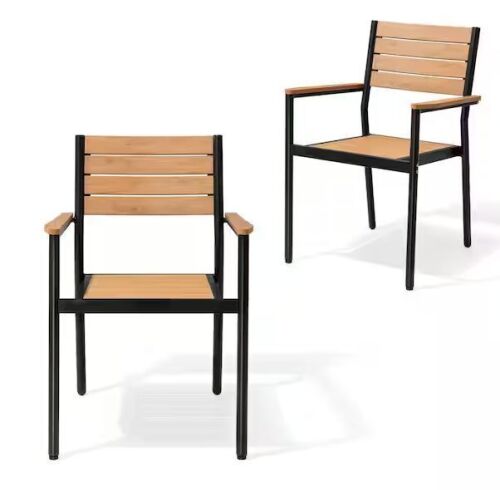 Set of 2-WPC Outdoor Dining Chair with Aluminum Frame Stackable