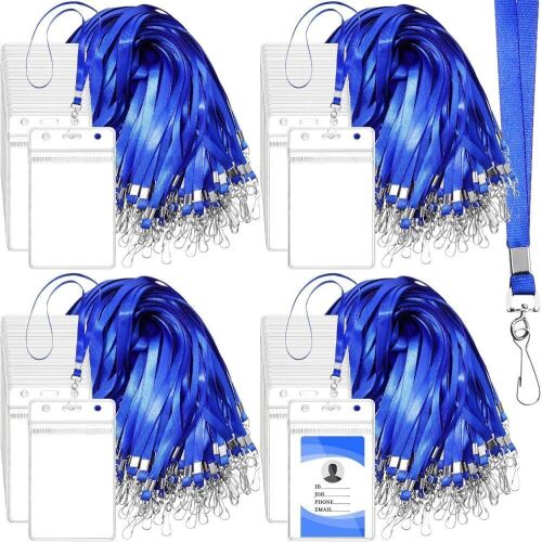 300 Pack Clear ID Badge Holder with Lanyard