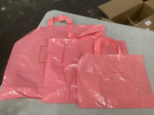 Lot of Pink Shopping Bags, 3 Sizes, 100+ pc