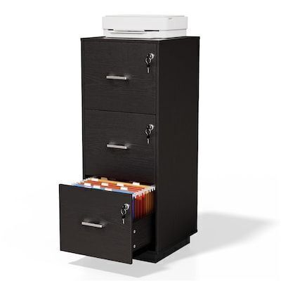 VINGLI 15.3W x 38.6H 3-Drawer Vertical File Cabinet with Lock
