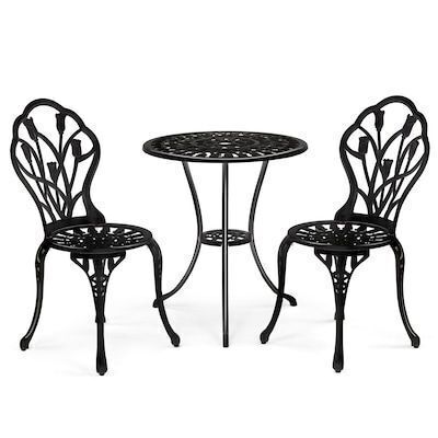 3-Piece Cast Aluminum Tulip Bistro Patio Set