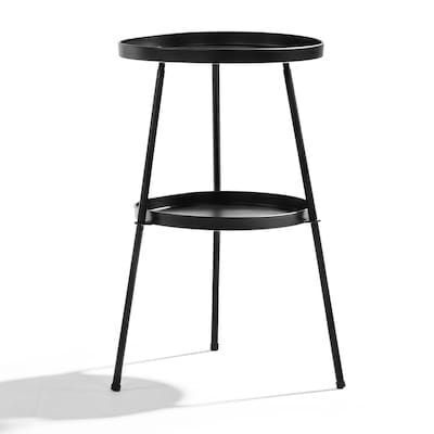 15.16" Trapezoidal Double-Layer Round Tray Garden Iron Side Table