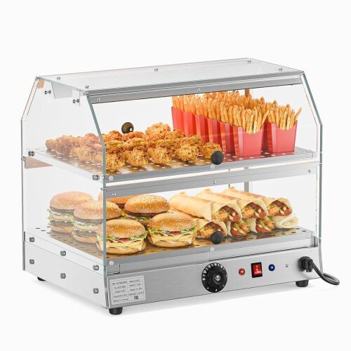 ROVSUN 2-Tier 14" Countertop Heated Display Case with Front & Rear Doors