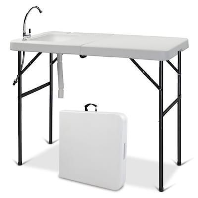 VINGLI 45D x 23W x 37H Fold in Half Fish Cleaning Table with Sink
