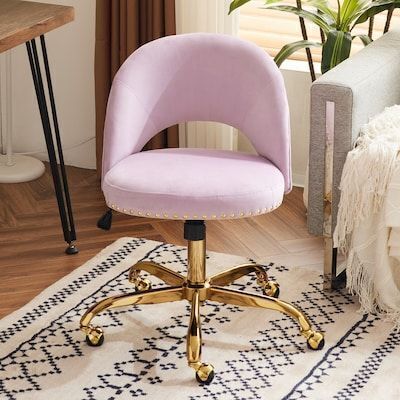 23" Light Purple Office Desk Chair with Wheels