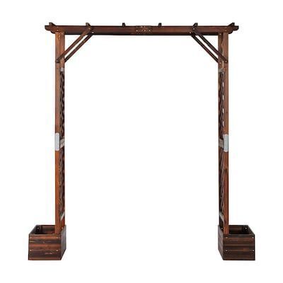 VINGLI 21.6W x 86.6H Flat Top Wooden Garden Arbor with Plant Box