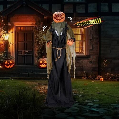 7-Foot Animated Pumpkin Man Halloween Animatronic Decoration