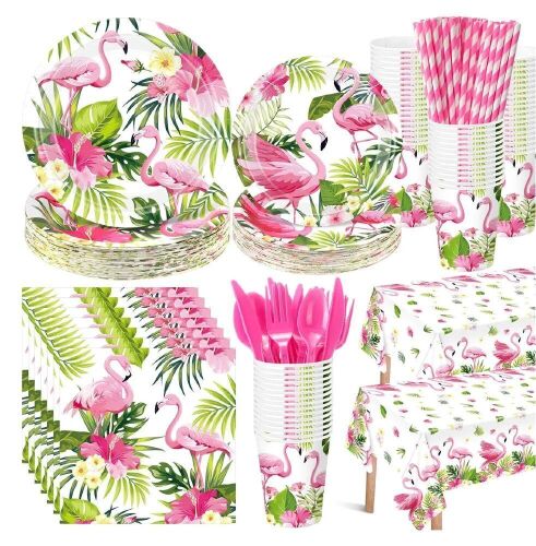 452pcs Hawaiian Flamingo Party Supplies for 50 People