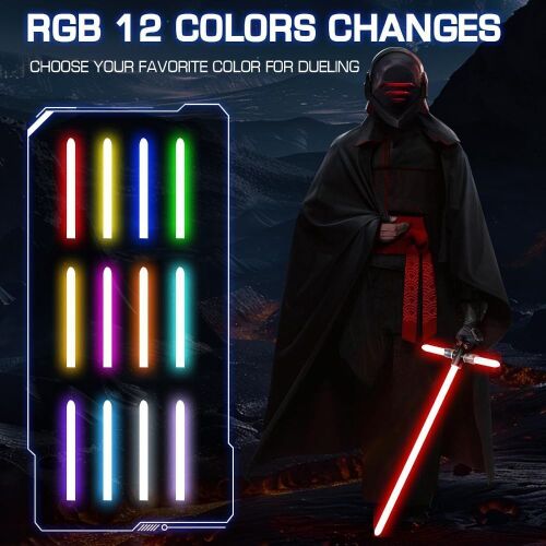 Motion Control Smooth Swing Crossguard Light Saber with 12 RGB Colors 16 Sounds Metal Handle