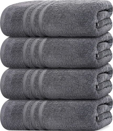 Tens Towels 4 Piece Bath Towels 27x54 Inches, Dark Grey