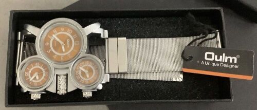 Oulm Military Watches with Three Movt Design and Stainless Steel Band