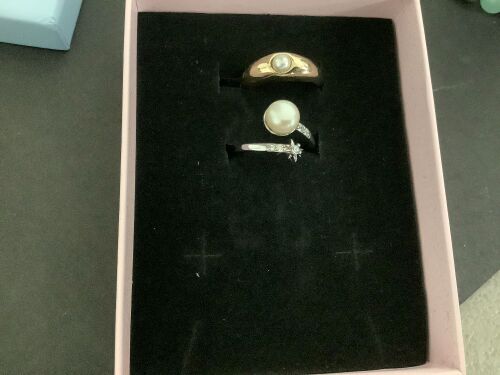 Mixed Metal Pearl Ring Stacking Set