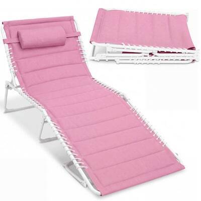 Extra Wide Padded Patio Chaise Lounge Chair Portable Recliner